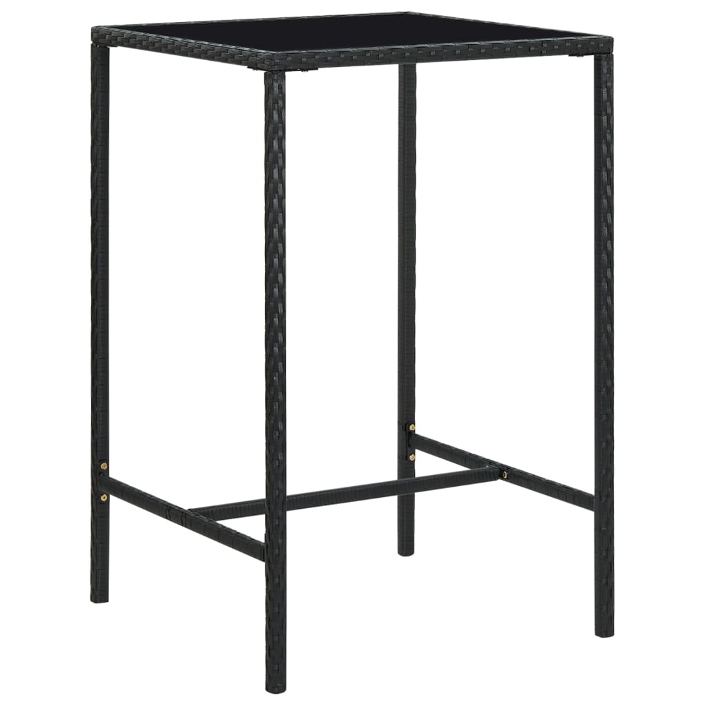 Garden Bar Set Black, Cream white PE rattan, Steel, Tempered glass