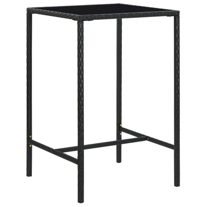 Garden Bar Set Black, Cream white PE rattan, Steel, Tempered glass