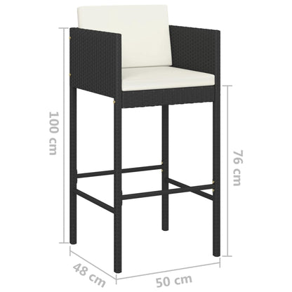 Garden Bar Set Black, Cream white PE rattan, Steel, Tempered glass