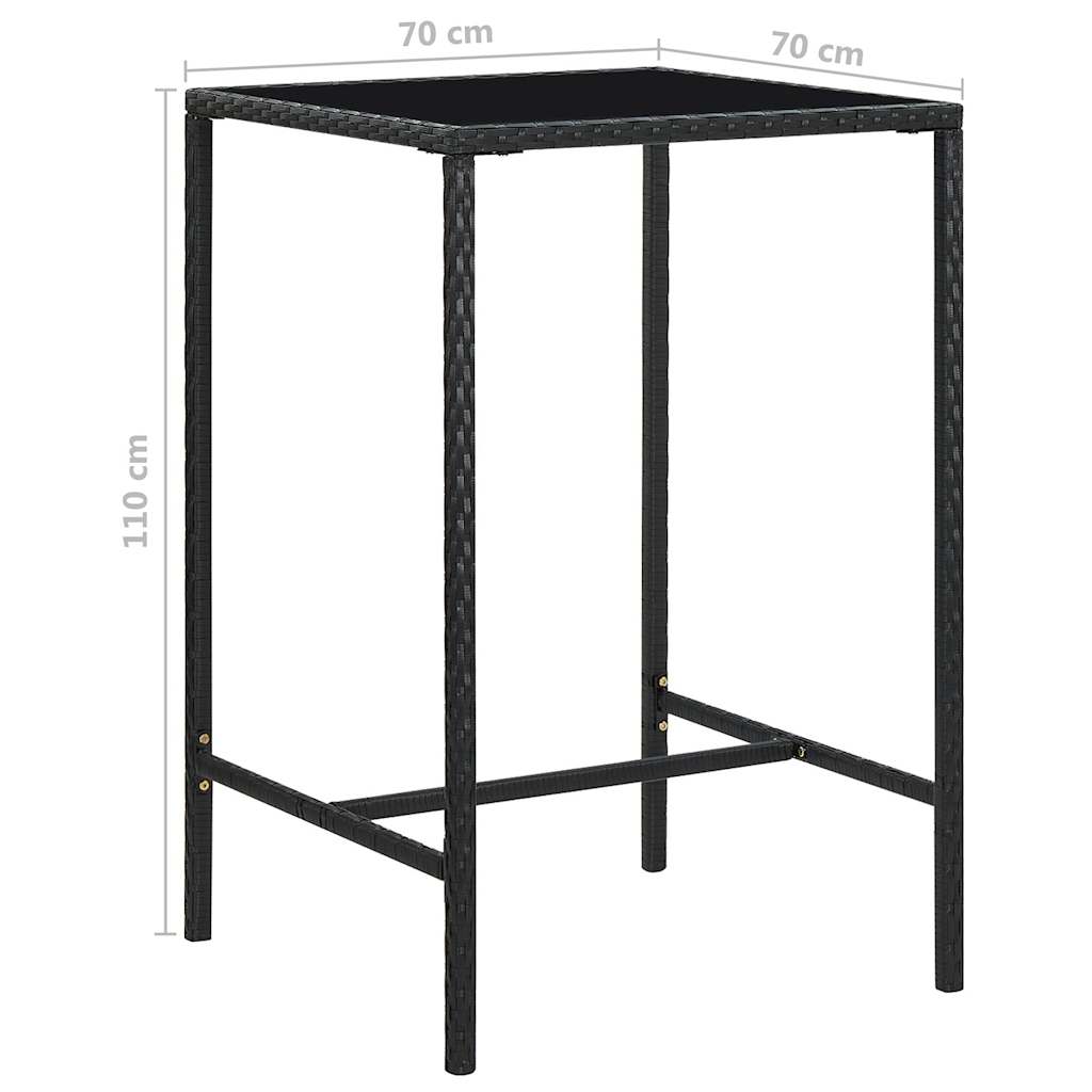 Garden Bar Set Black, Cream white PE rattan, Steel, Tempered glass