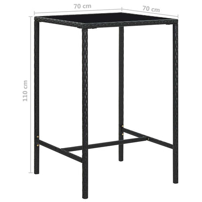 Garden Bar Set Black, Cream white PE rattan, Steel, Tempered glass