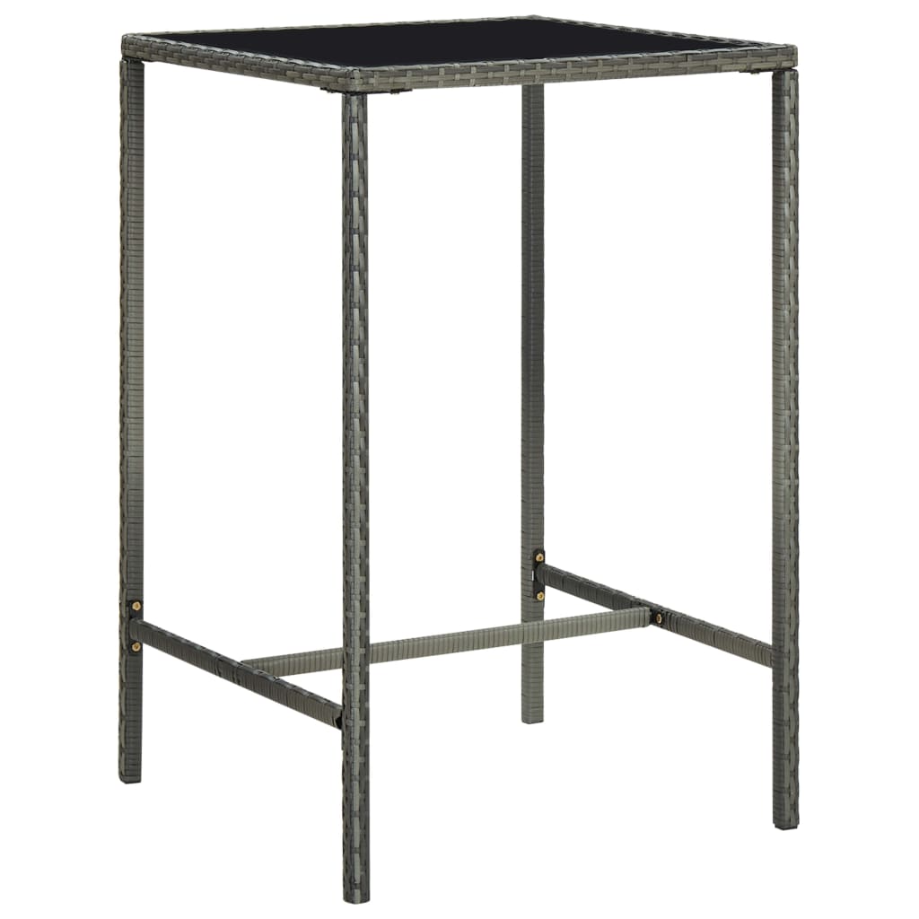 Garden Bar Set Grey PE rattan, steel, tempered glass Medium