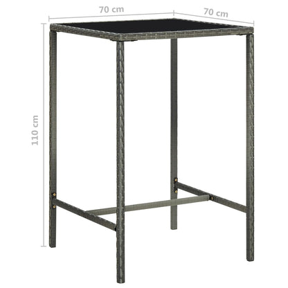 Garden Bar Set Grey PE rattan, steel, tempered glass Medium