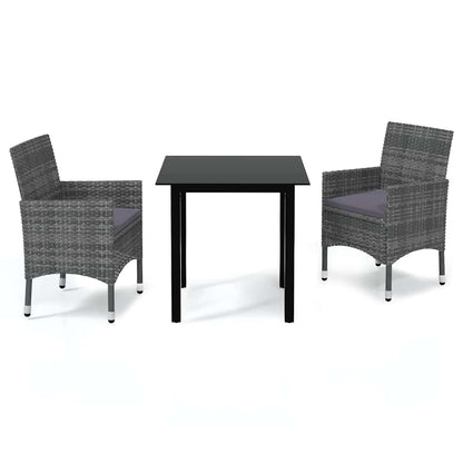 Dining Set Grey PE rattan, Glass, Aluminum, Steel, Polyester Medium