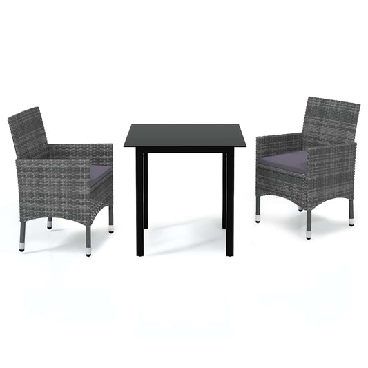 Dining Set Grey PE rattan, Glass, Aluminum, Steel, Polyester Medium