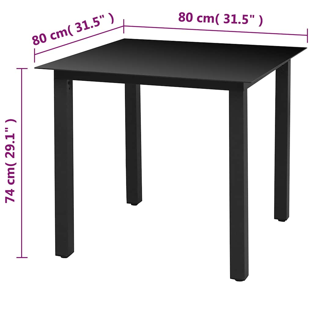 Dining Set Grey PE rattan, Glass, Aluminum, Steel, Polyester Medium