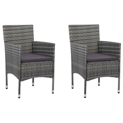 Dining Set Grey PE rattan, Glass, Aluminum, Steel, Polyester Medium