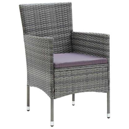 Dining Set Grey PE rattan, Glass, Aluminum, Steel, Polyester Medium