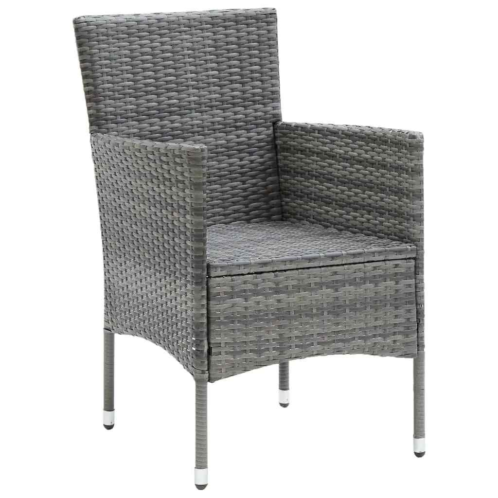 Dining Set Grey PE rattan, Glass, Aluminum, Steel, Polyester Medium