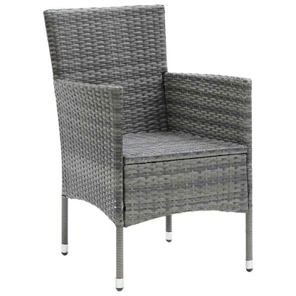 Dining Set Grey PE rattan, Glass, Aluminum, Steel, Polyester Medium
