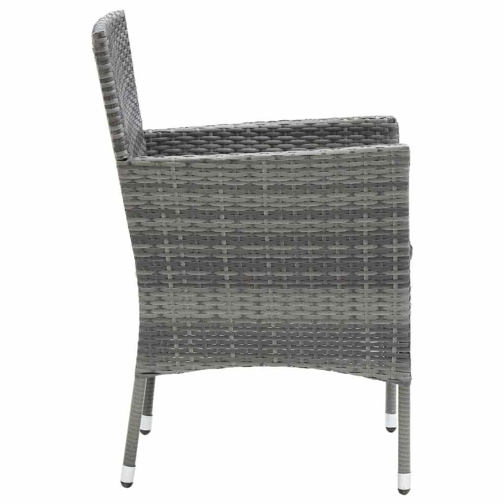 Dining Set Grey PE rattan, Glass, Aluminum, Steel, Polyester Medium