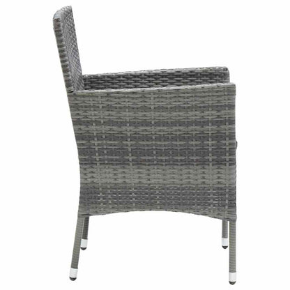 Dining Set Grey PE rattan, Glass, Aluminum, Steel, Polyester Medium