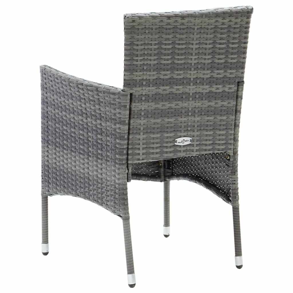 Dining Set Grey PE rattan, Glass, Aluminum, Steel, Polyester Medium