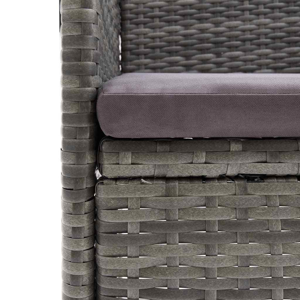 Dining Set Grey PE rattan, Glass, Aluminum, Steel, Polyester Medium