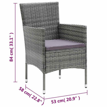 Dining Set Grey PE rattan, Glass, Aluminum, Steel, Polyester Medium