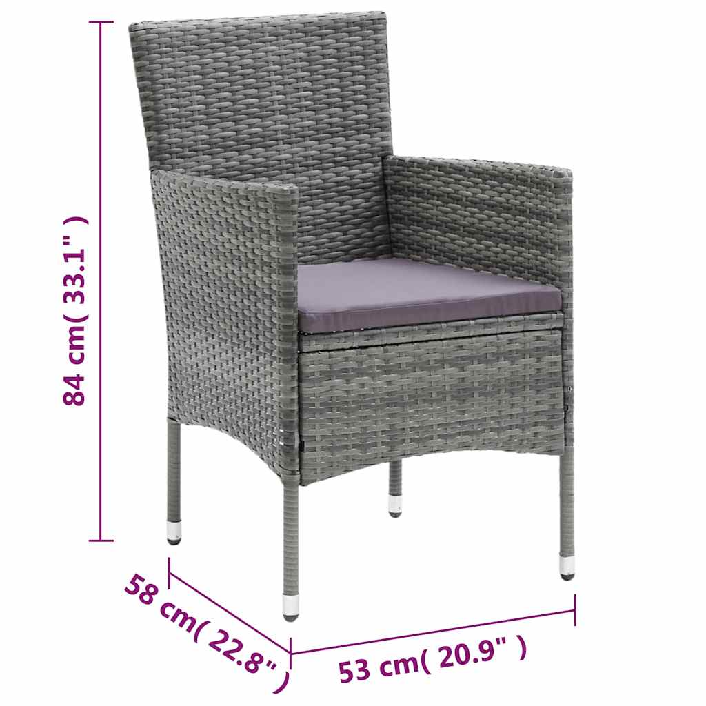 Dining Set Grey PE rattan, Glass, Aluminum, Steel, Polyester Medium