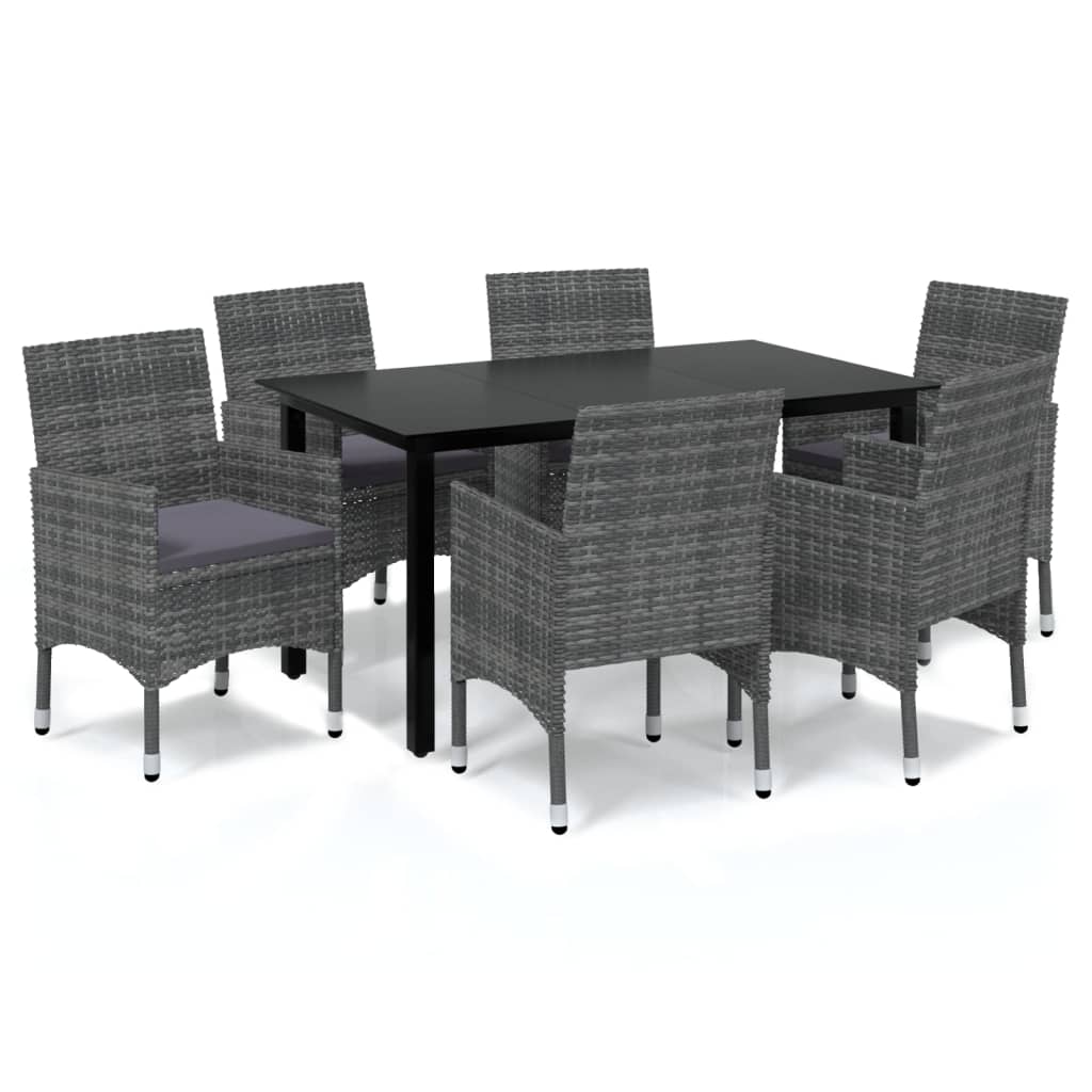Dining Set Grey Glass 7 Piece Seats Many Garden Dining Set