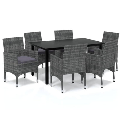 Dining Set Grey Glass 7 Piece Seats Many Garden Dining Set