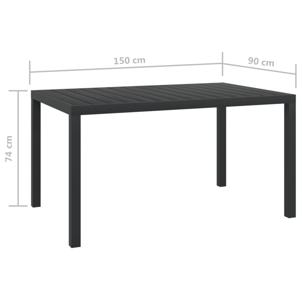 Dining Set Grey Poly Rattan, Steel, Aluminum, WPC Medium