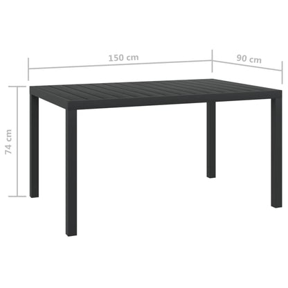 Dining Set Grey Poly Rattan, Steel, Aluminum, WPC Medium