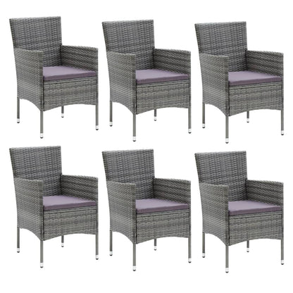 Dining Set Grey Poly Rattan, Steel, Aluminum, WPC Medium