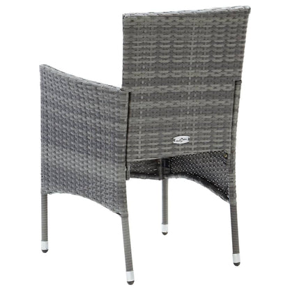 Dining Set Grey Poly Rattan, Steel, Aluminum, WPC Medium