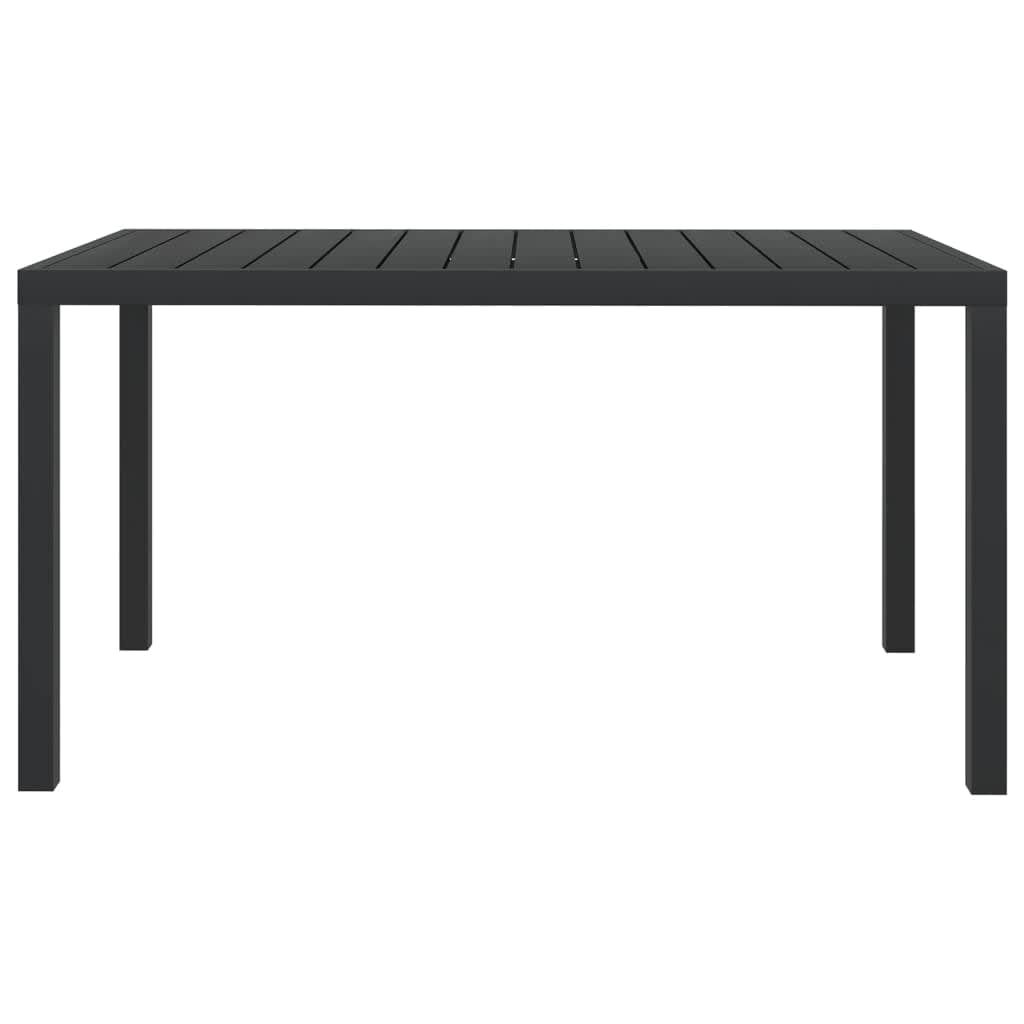 Dining Set Grey Poly Rattan, Steel, Aluminum, WPC Medium