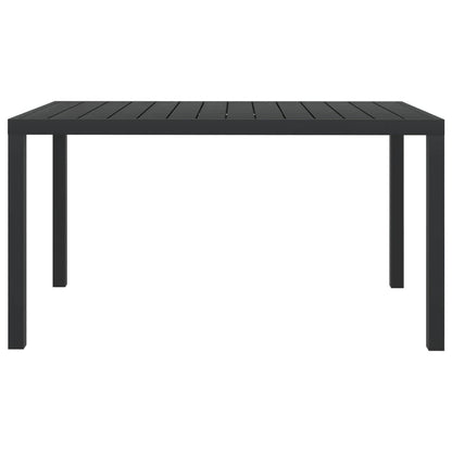 Dining Set Grey Poly Rattan, Steel, Aluminum, WPC Medium
