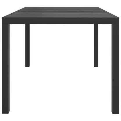 Dining Set Grey Poly Rattan, Steel, Aluminum, WPC Medium