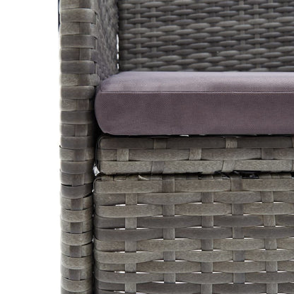 Dining Set Grey Poly Rattan, Steel, Aluminum, WPC Medium