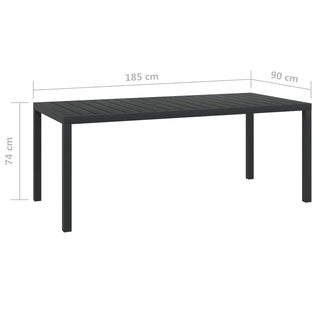 Dining Set Grey, Black, Dark Grey PE rattan, Steel, Aluminum, WPC
