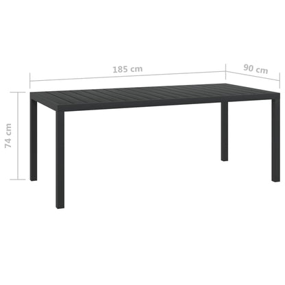 Dining Set Grey, Black, Dark Grey PE rattan, Steel, Aluminum, WPC