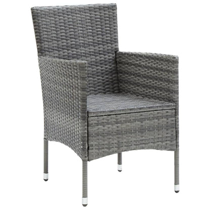 Dining Set Grey, Black, Dark Grey PE rattan, Steel, Aluminum, WPC