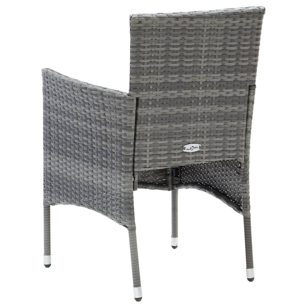 Dining Set Grey, Black, Dark Grey PE rattan, Steel, Aluminum, WPC