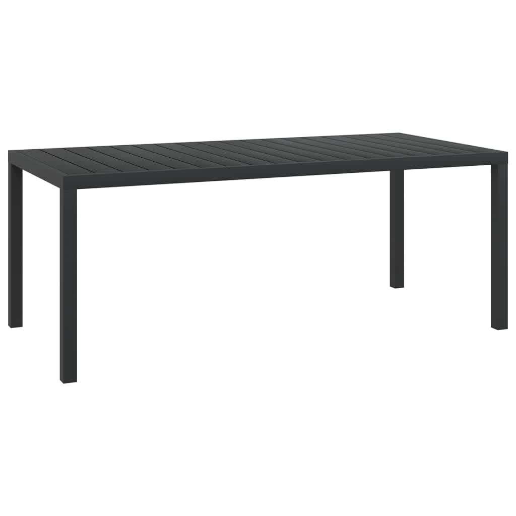 Dining Set Grey, Black, Dark Grey PE rattan, Steel, Aluminum, WPC