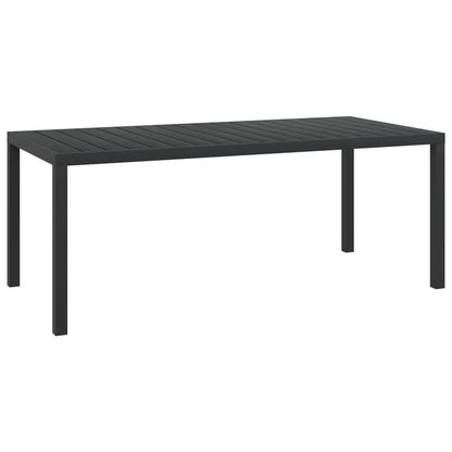 Dining Set Grey, Black, Dark Grey PE rattan, Steel, Aluminum, WPC