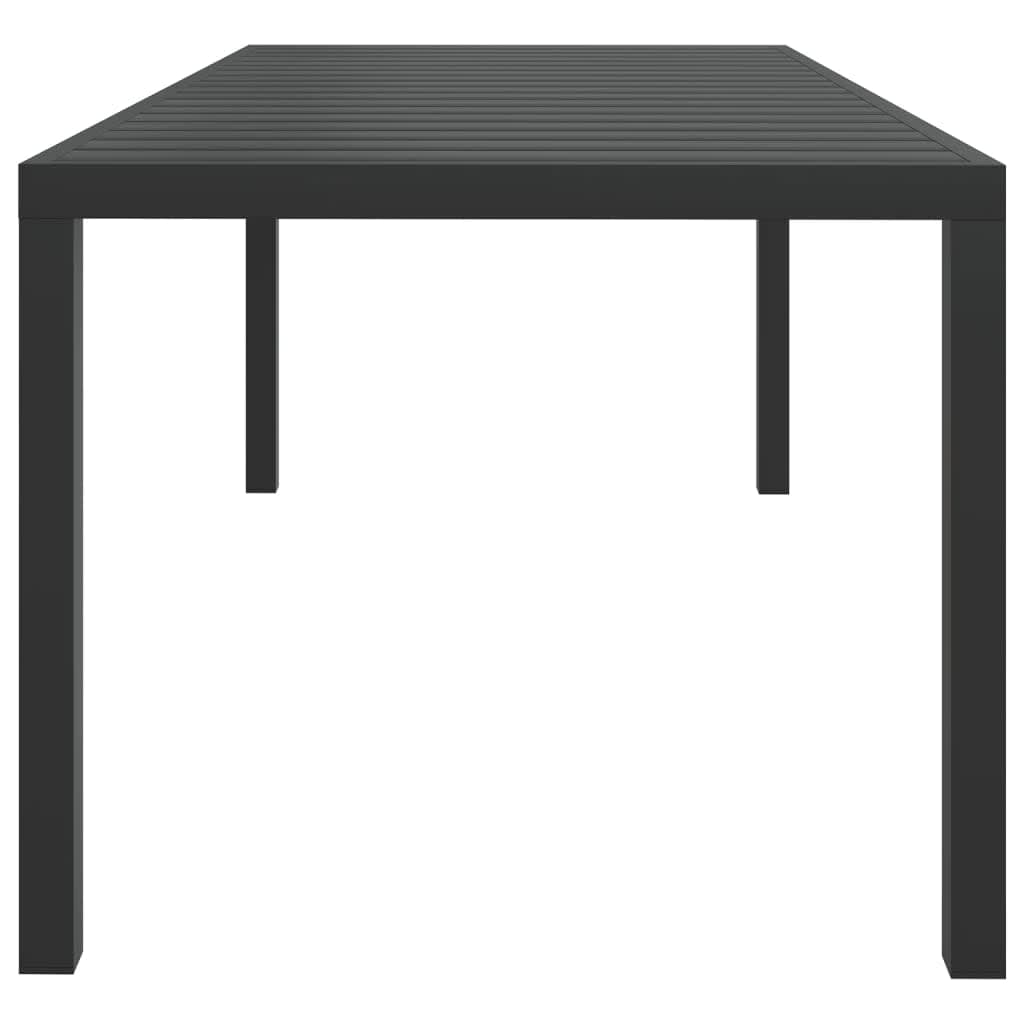 Dining Set Grey, Black, Dark Grey PE rattan, Steel, Aluminum, WPC