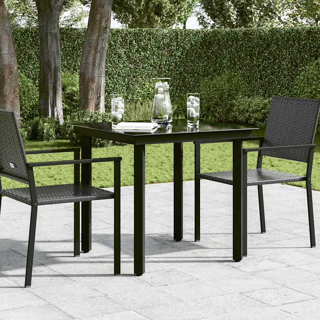 Garden Dining Table Black Powder-coated steel, glass Medium Tough