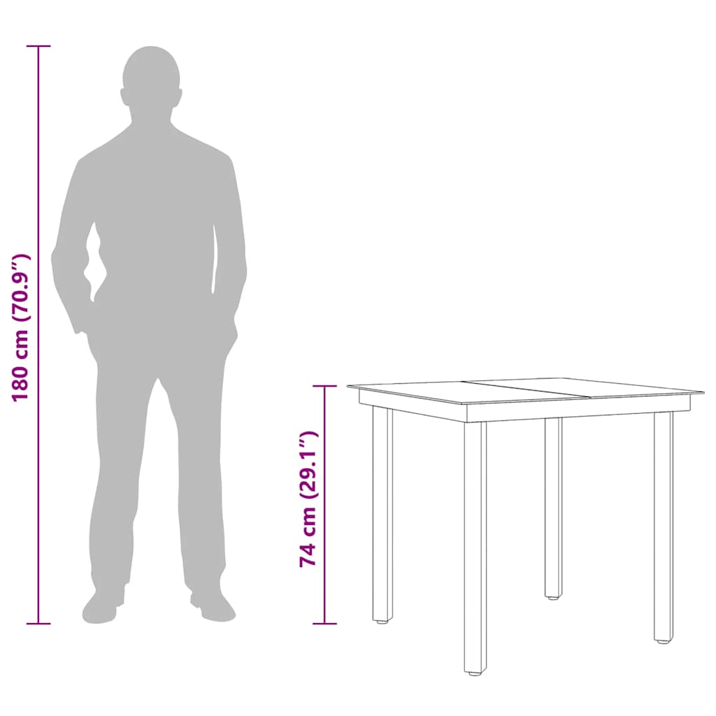 Garden Dining Table Black Powder-coated steel, glass Medium Tough