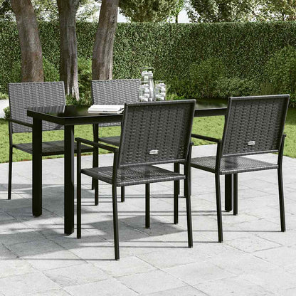 Garden Dining Table Black Powder-coated steel, glass