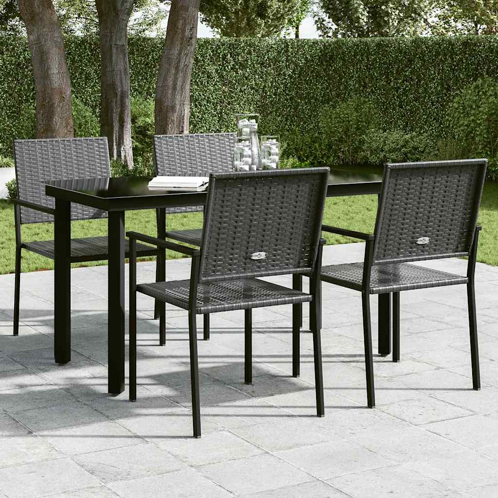 Garden Dining Table Black Powder-coated steel, glass