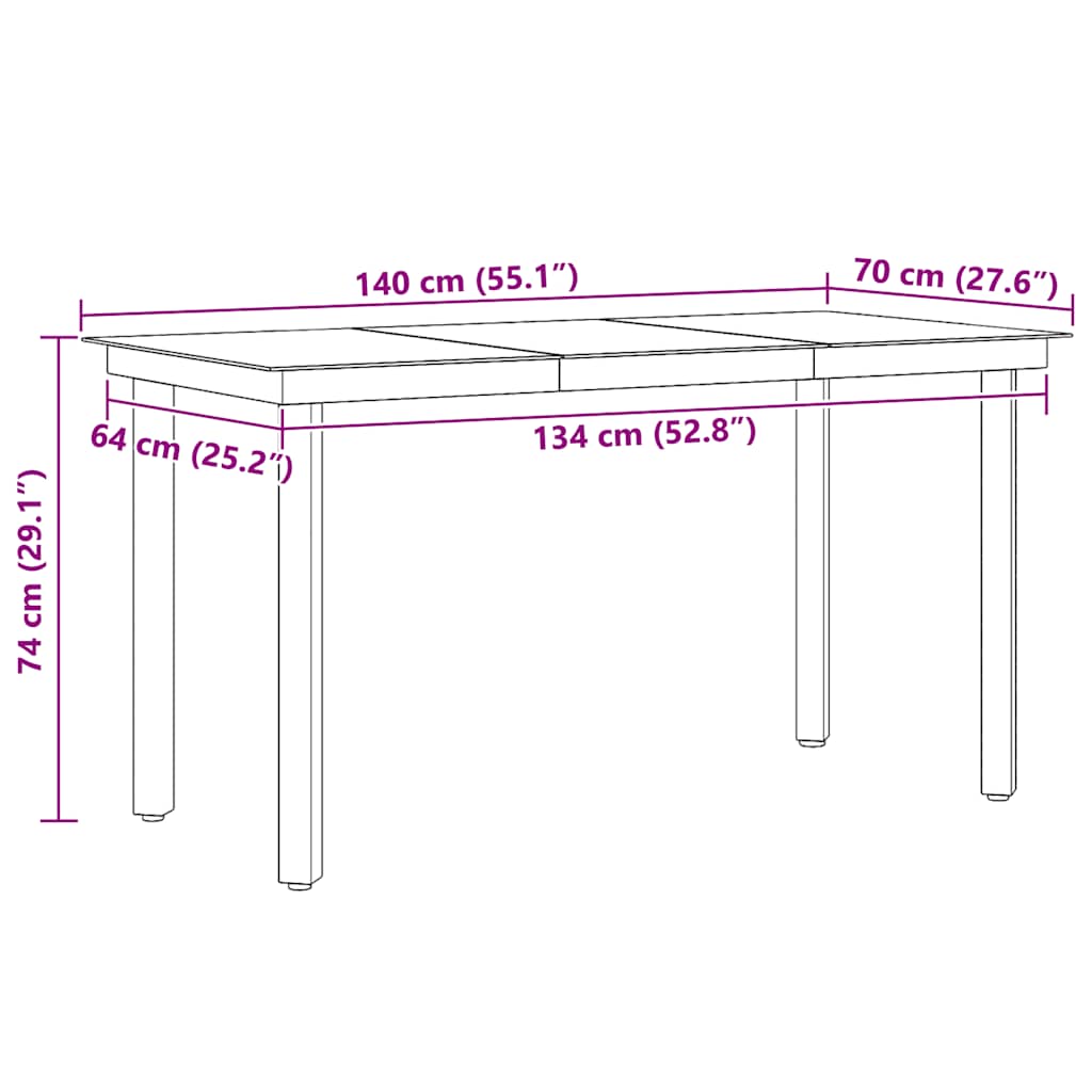 Garden Dining Table Black Powder-coated steel, glass