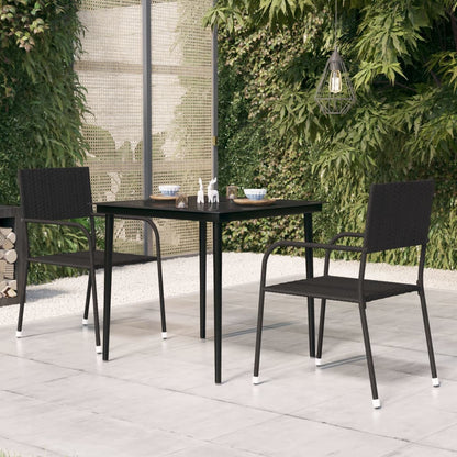 Garden Dining Table Black Powder-coated steel, glass