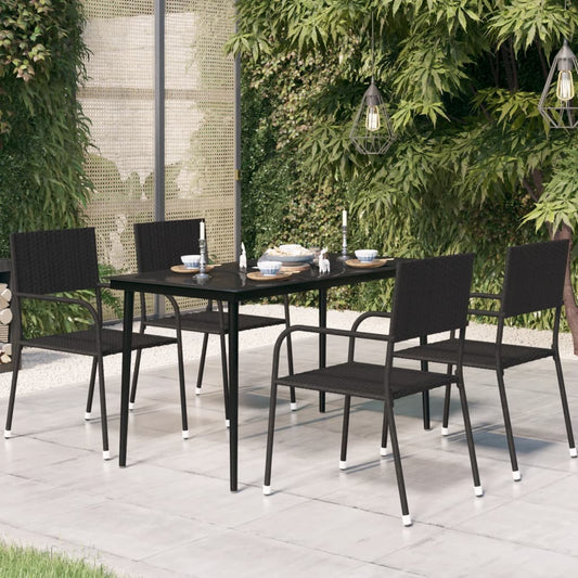 Garden Dining Table Black Powder-coated steel, Tempered glass Large