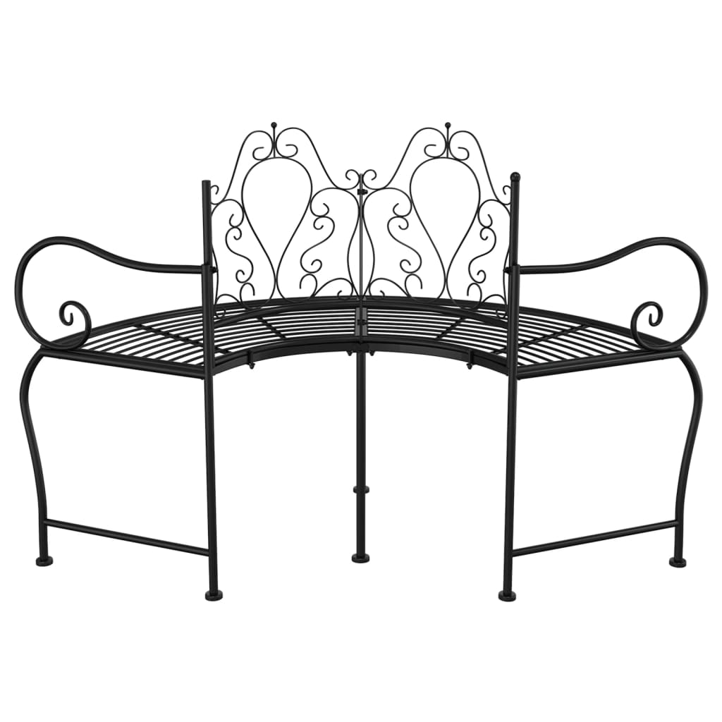Tree Bench Black Steel 59 in diameter Durable Tree Bench