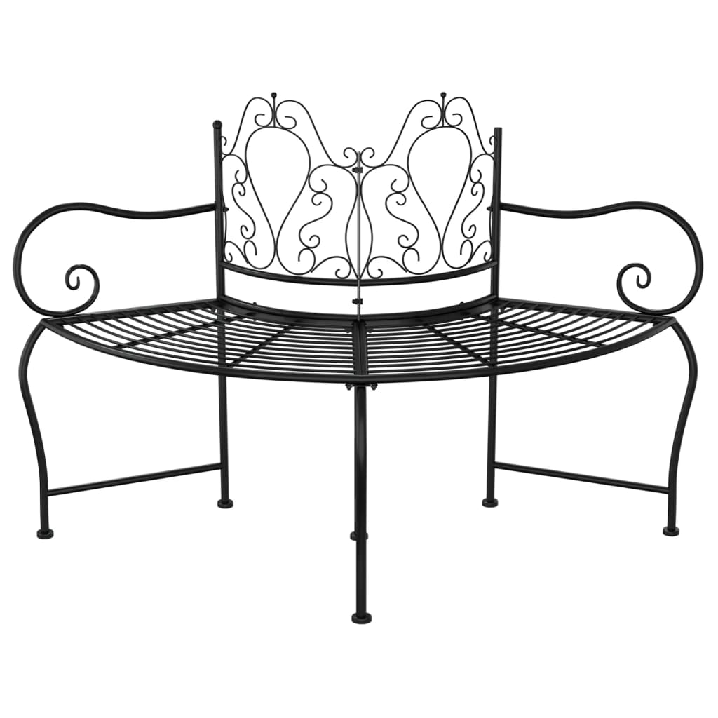 Tree Bench Black Steel 59 in diameter Durable Tree Bench