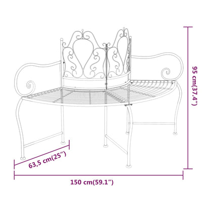 Tree Bench Black Steel 59 in diameter Durable Tree Bench
