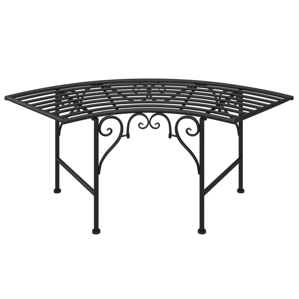 Tree Bench Black Steel Medium Durable Circular Tree Bench