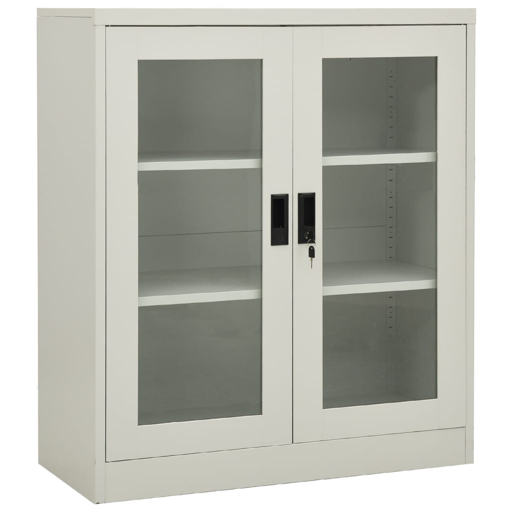 Office Cabinet with Planter Box Light Gray 35.4"x15.7"x50.4" Steel