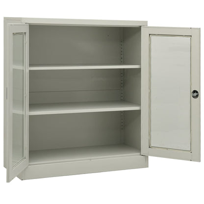 Office Cabinet with Planter Box Light Gray 35.4"x15.7"x50.4" Steel